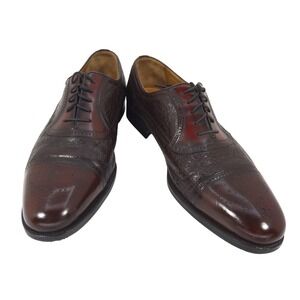 Moreschi Peccary Mens Burgundy Leather Cap Toe Brogue Oxford Sz 12D
